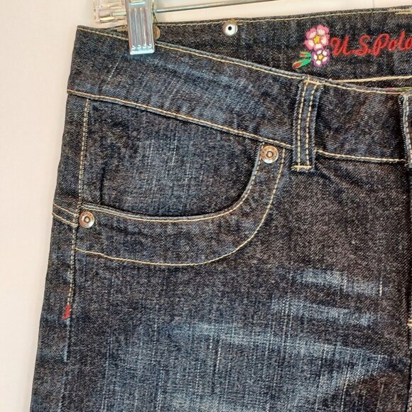 US POLO ASSN 11/12 Stretch Denim Dark Wash Mid Rise Shorts Cotton NEW Y2K 00s Bl - Picture 6 of 15